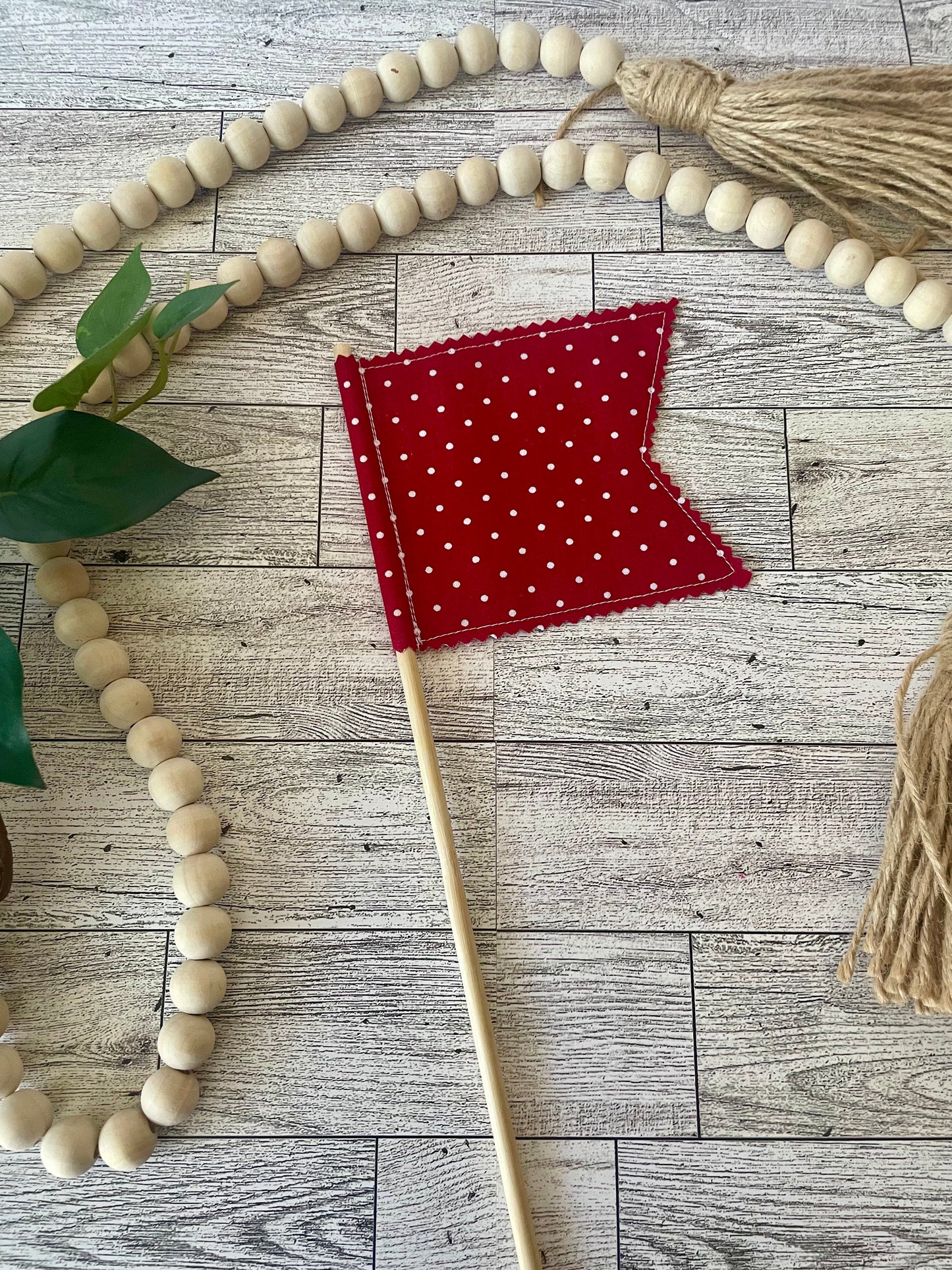 Patriotic Fabric Flags on Wooden Dowel