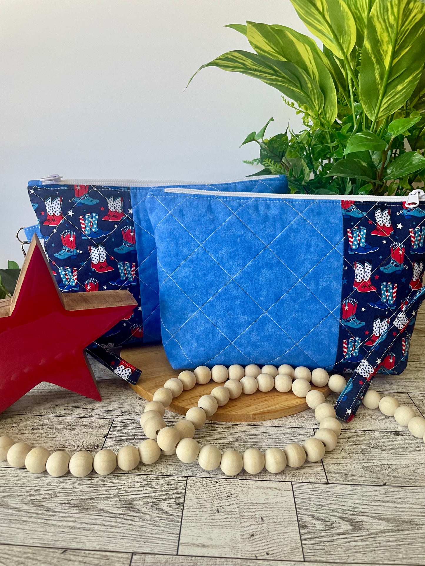 Patriotic Zipper Pouch | Handmade Red, White & Blue Fabric Bag | Cosmetic Bag | Travel Pouch | Organizer (Copy) (Copy)