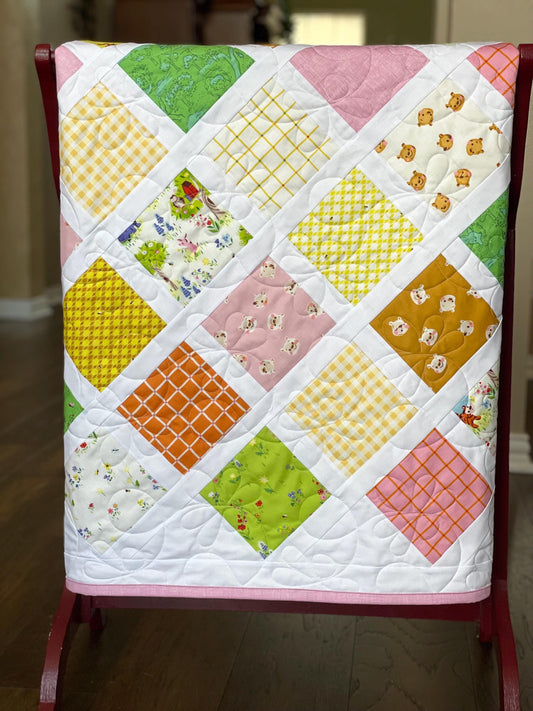 Handmade Baby Toddler Crib Quilt: 100 Aker Woods Storybook Charm, Nursery Decor
