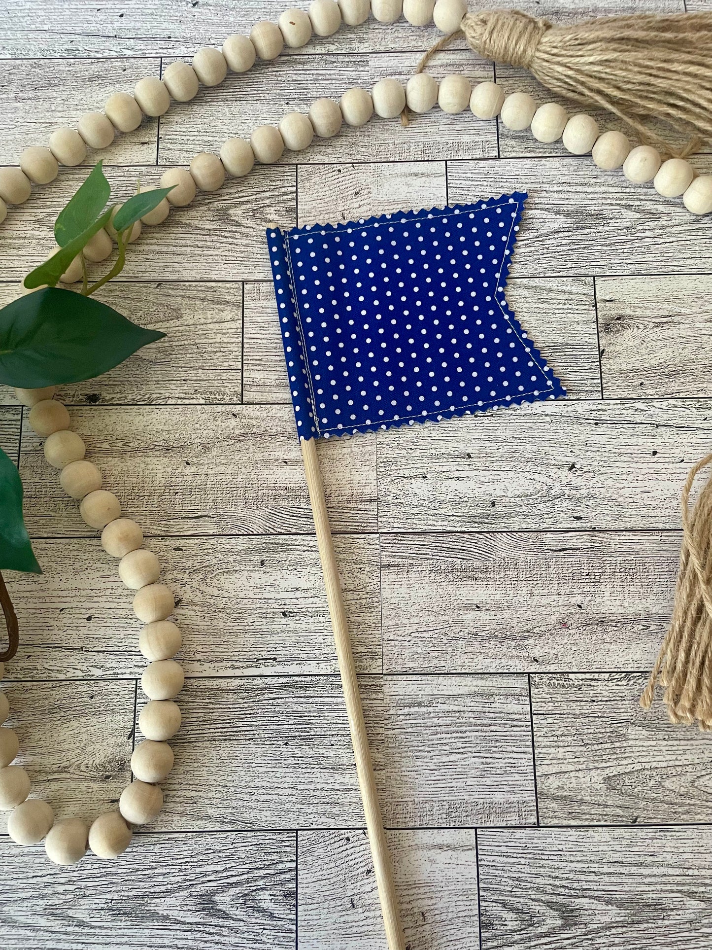 Patriotic Fabric Flags on Wooden Dowel