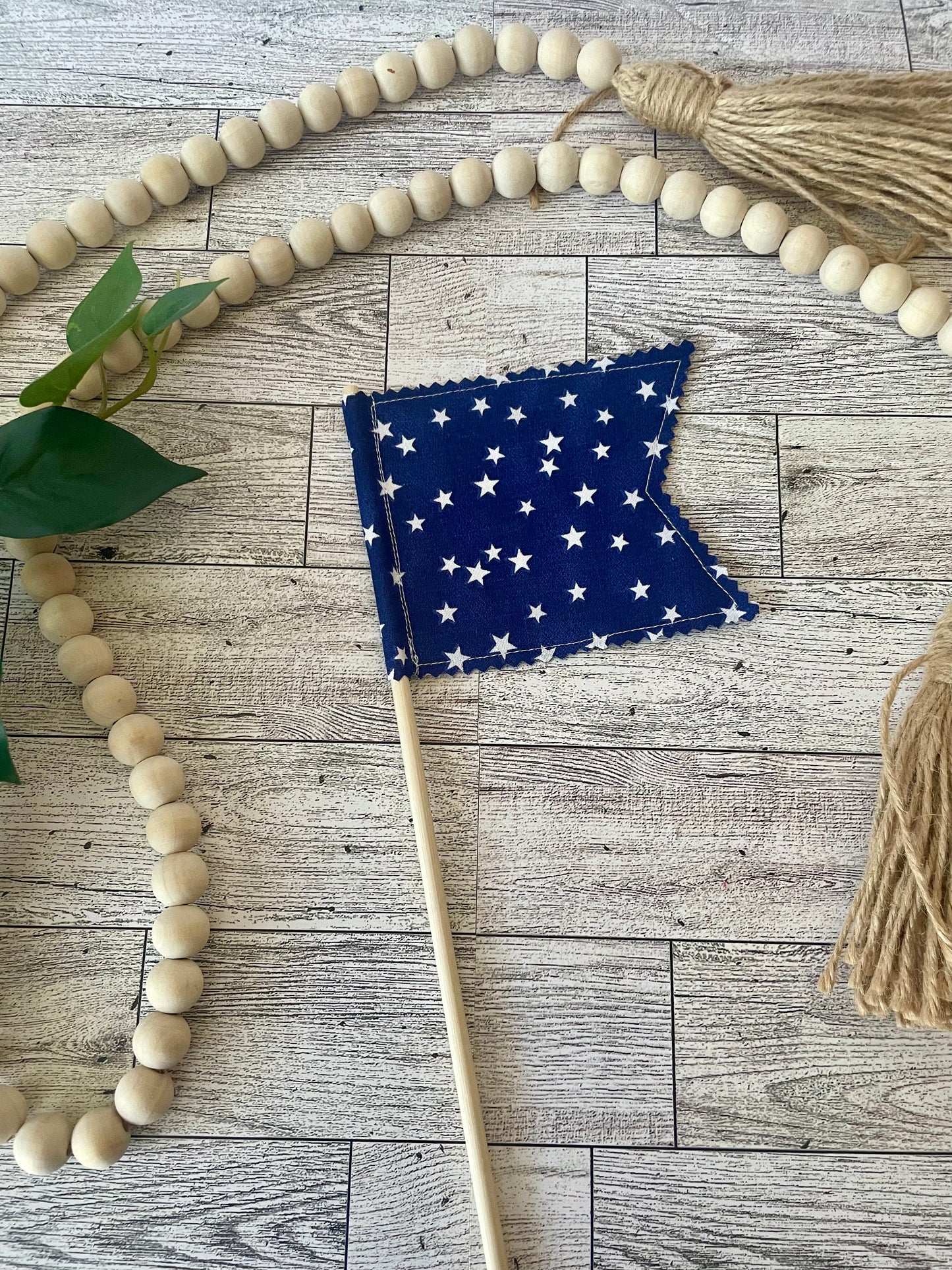 Patriotic Fabric Flags on Wooden Dowel