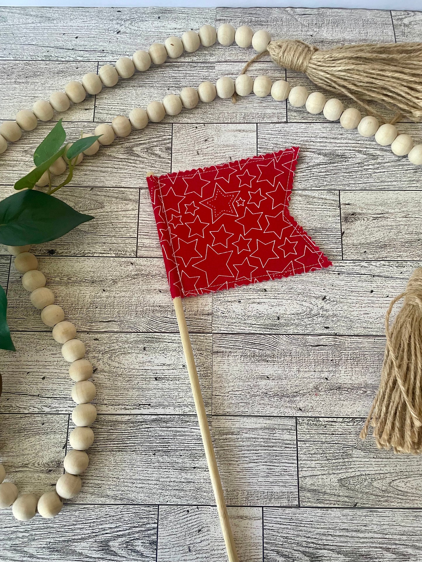 Patriotic Fabric Flags on Wooden Dowel