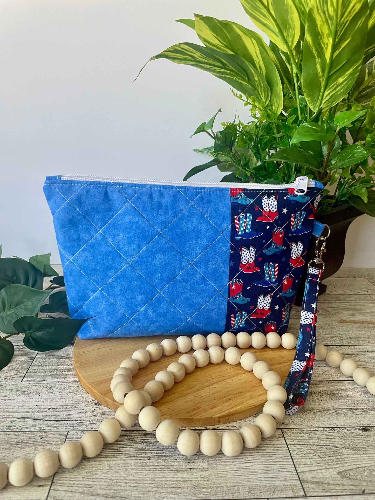 Patriotic Zipper Pouch | Handmade Red, White & Blue Fabric Bag | Cosmetic Bag | Travel Pouch | Organizer (Copy) (Copy)