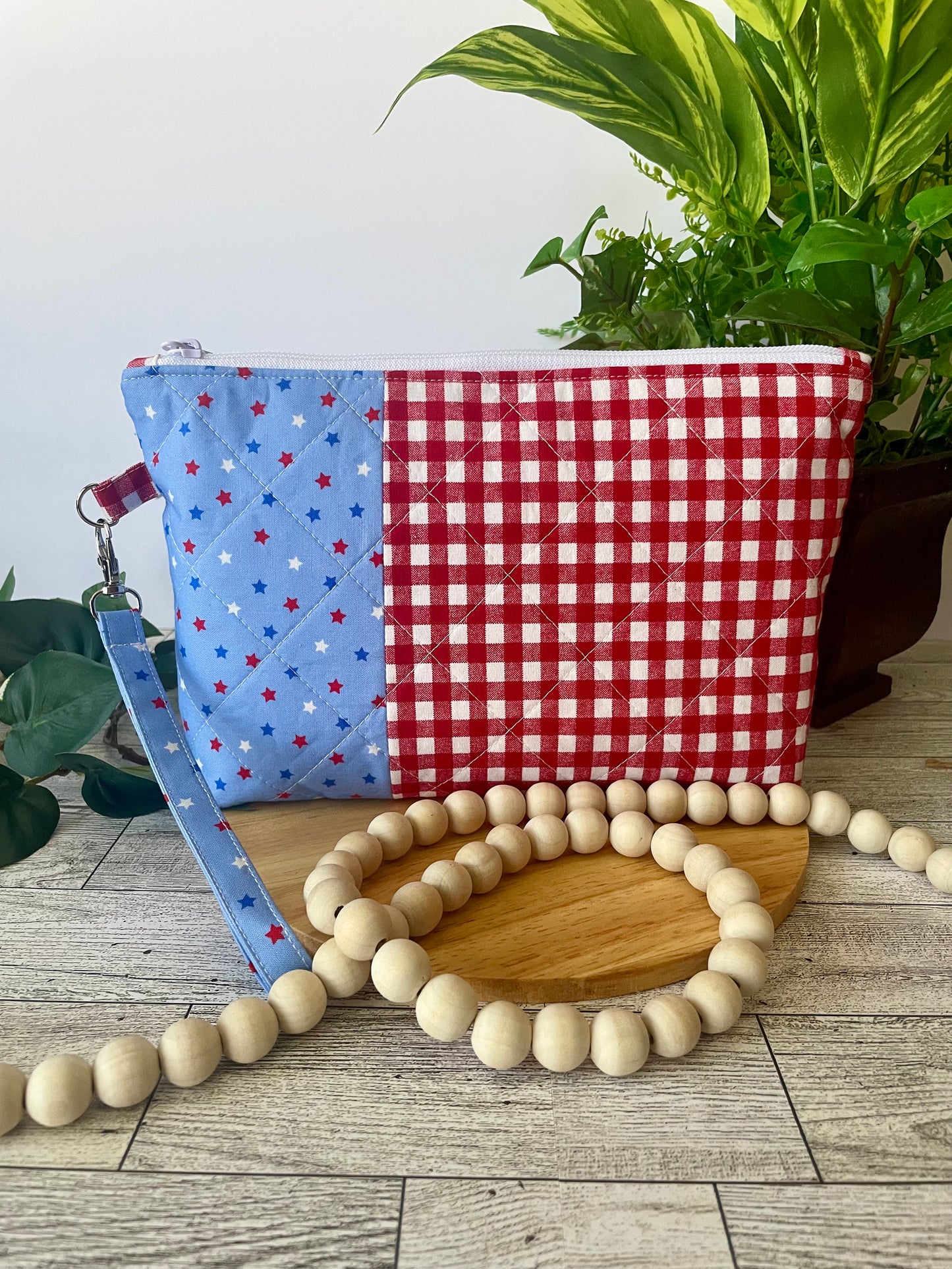 Patriotic Zipper Pouch | Handmade Red, White & Blue Fabric Bag | Cosmetic Bag | Travel Pouch | Organizer (Copy)