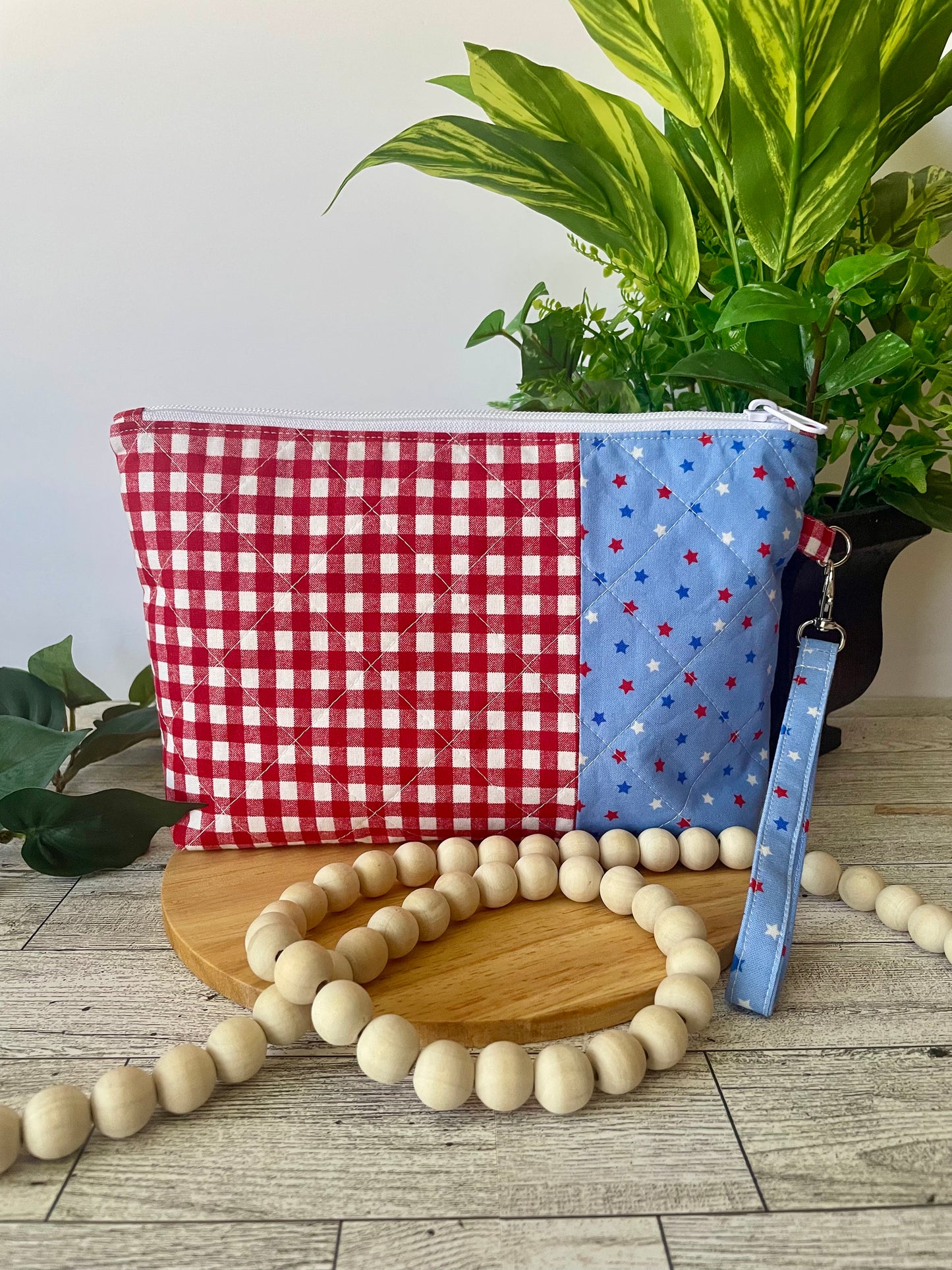 Patriotic Zipper Pouch | Handmade Red, White & Blue Fabric Bag | Cosmetic Bag | Travel Pouch | Organizer (Copy)