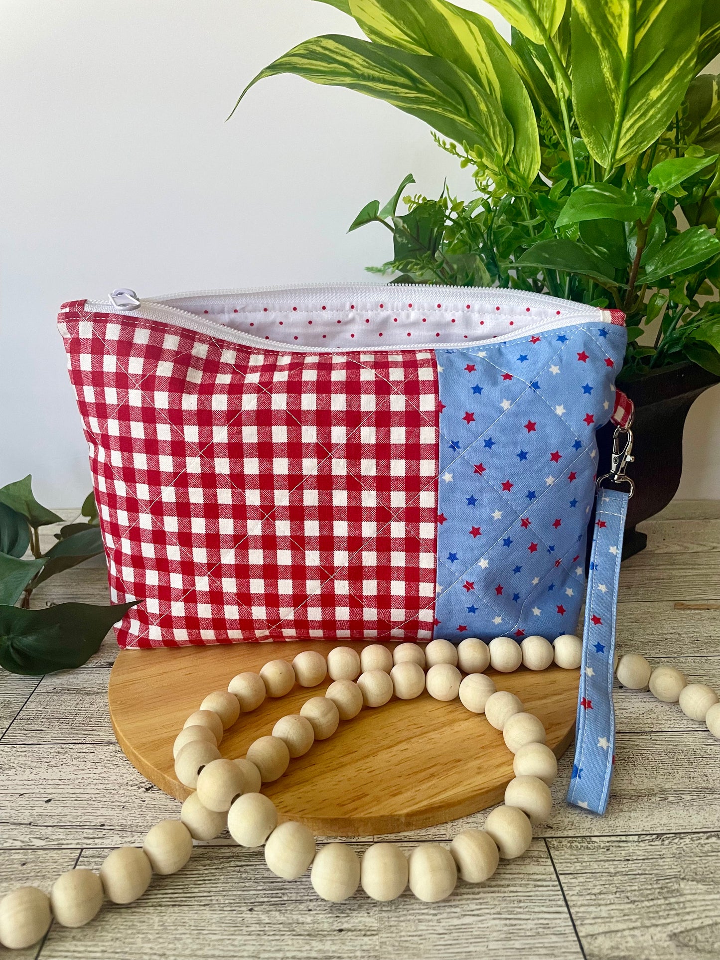 Patriotic Zipper Pouch | Handmade Red, White & Blue Fabric Bag | Cosmetic Bag | Travel Pouch | Organizer (Copy)