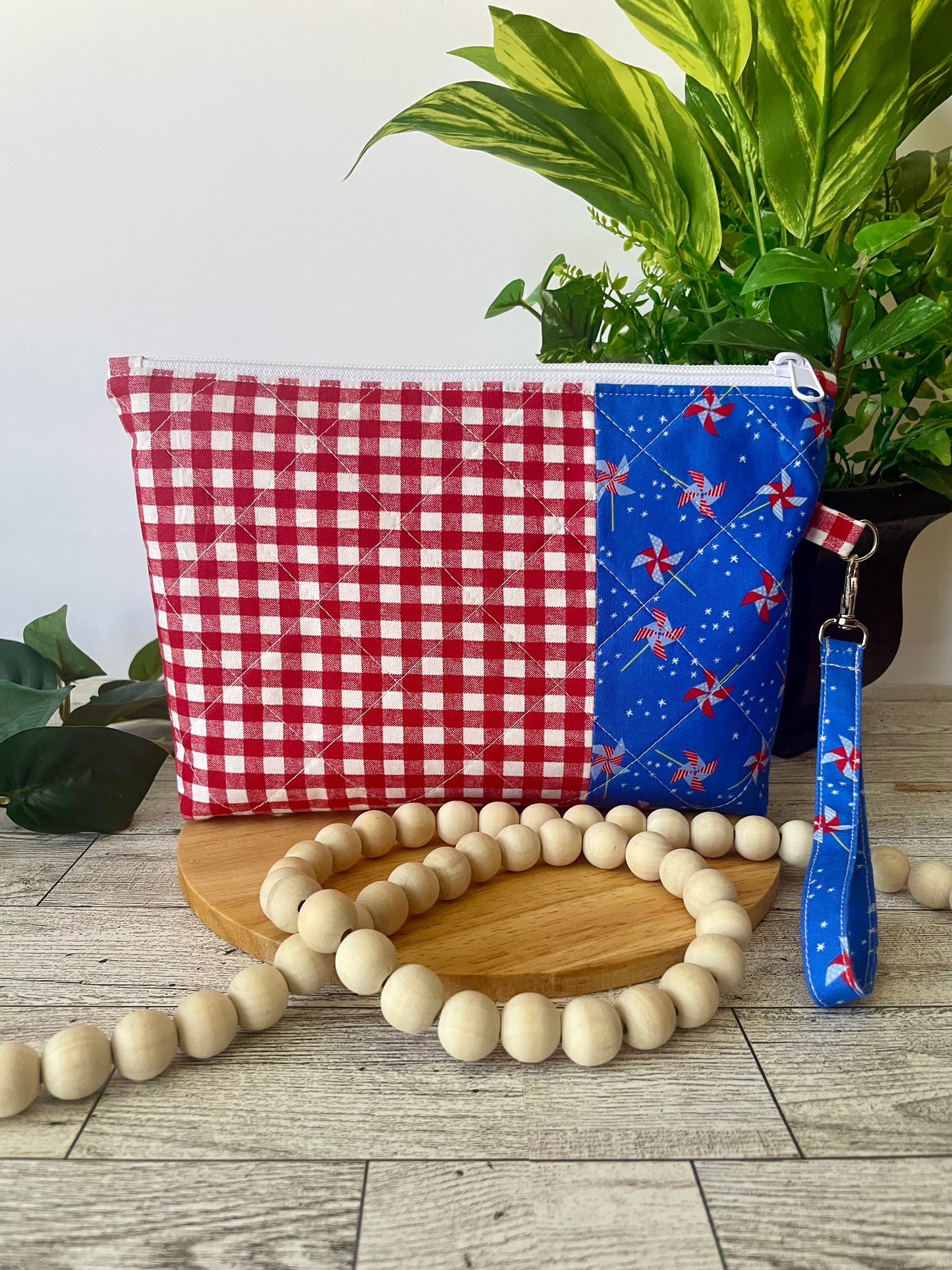 Patriotic Zipper Pouch | Handmade Red, White & Blue Fabric Bag | Cosmetic Bag | Travel Pouch | Organizer