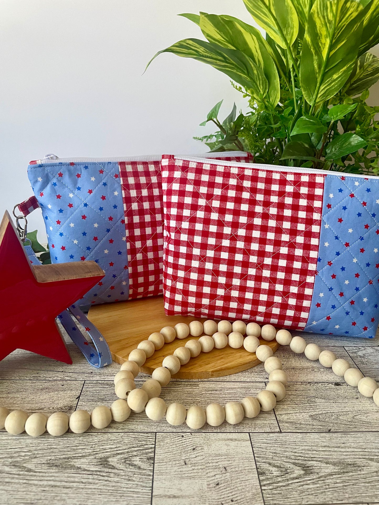 Patriotic Zipper Pouch | Handmade Red, White & Blue Fabric Bag | Cosmetic Bag | Travel Pouch | Organizer (Copy)