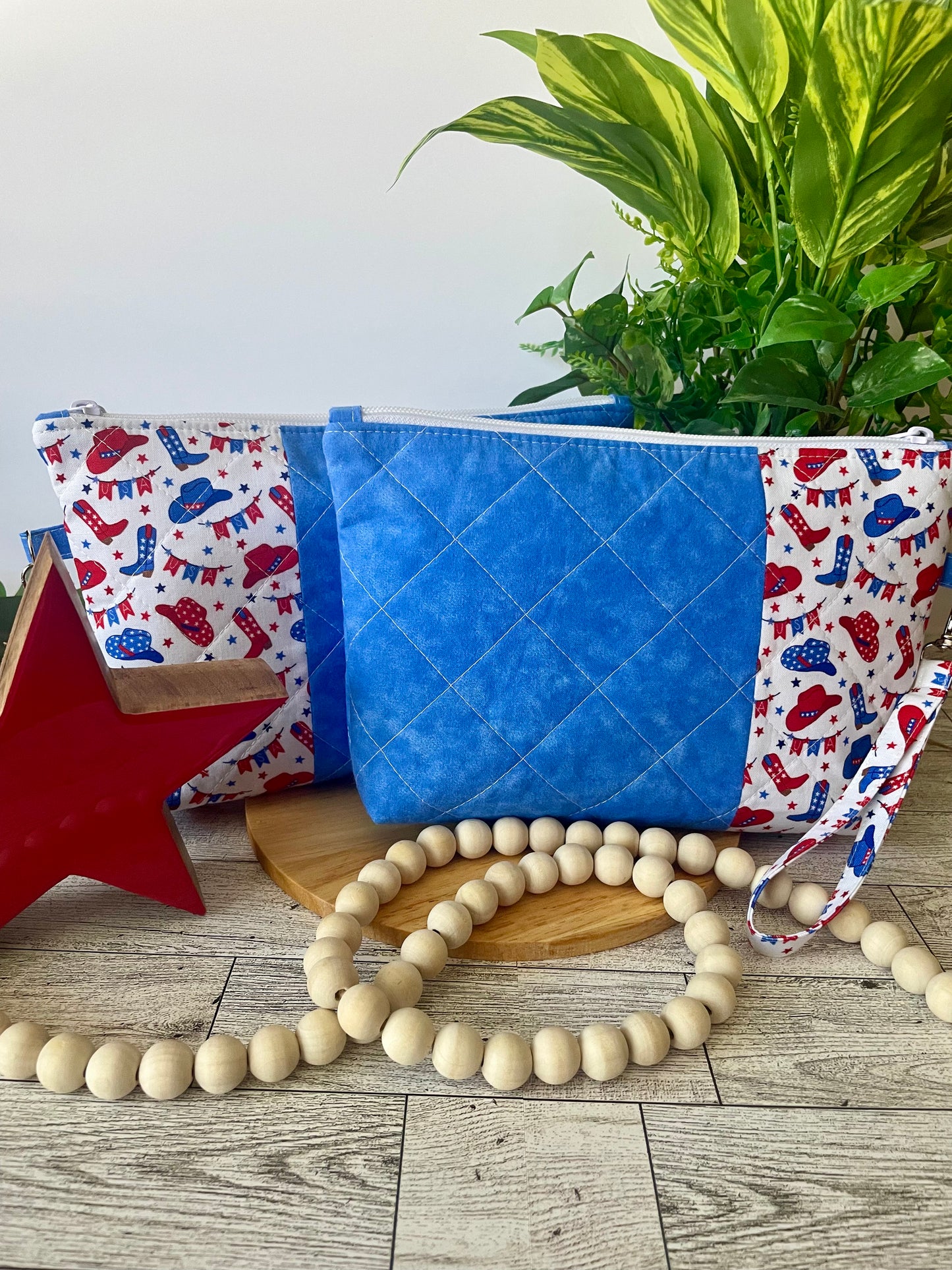 Patriotic Zipper Pouch | Handmade Red, White & Blue Fabric Bag | Cosmetic Bag | Travel Pouch | Organizer (Copy) (Copy) (Copy)