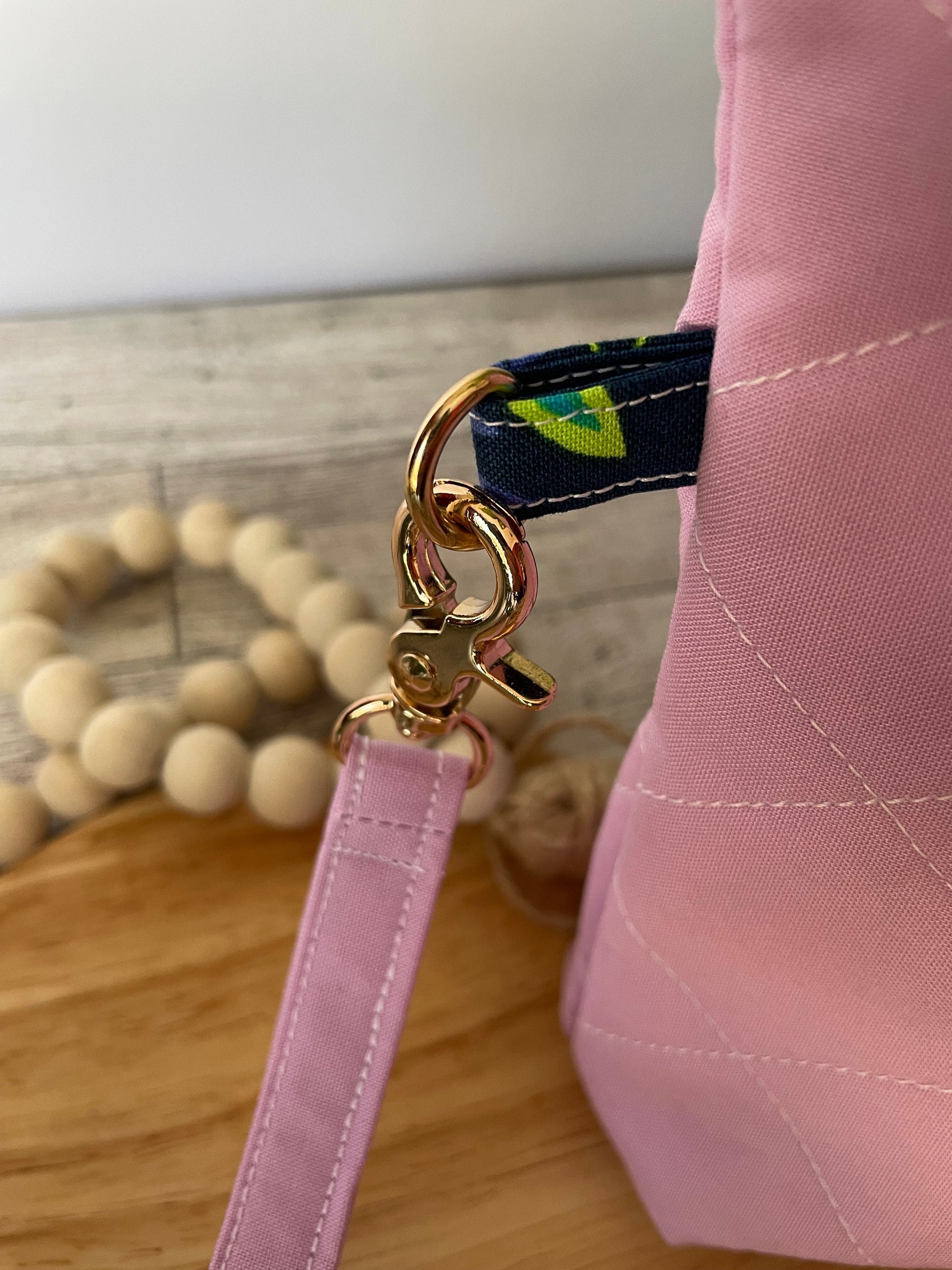 Navy Pink Floral Zippered Bag for Crochet, Notion, Accessories, Cosmetics, and More