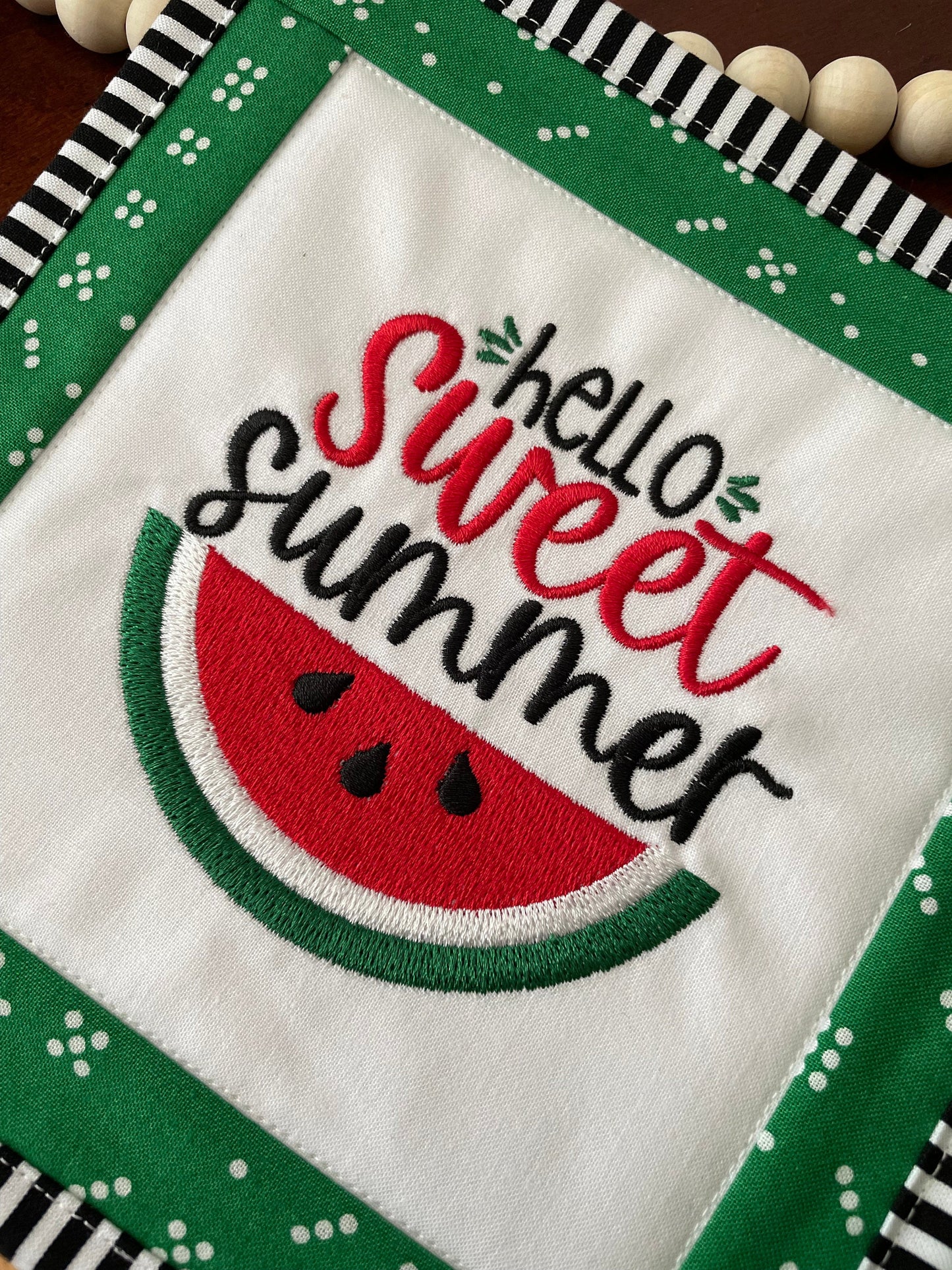 Handmade Summer Fruit Mini Quilt - Watermelon Tabletop and Tier Tray Decor