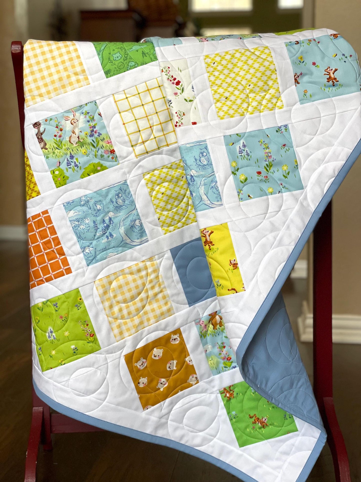 Handmade Baby Toddler Crib Quilt: Riley Blake 100 Aker Woods Nursery Decor