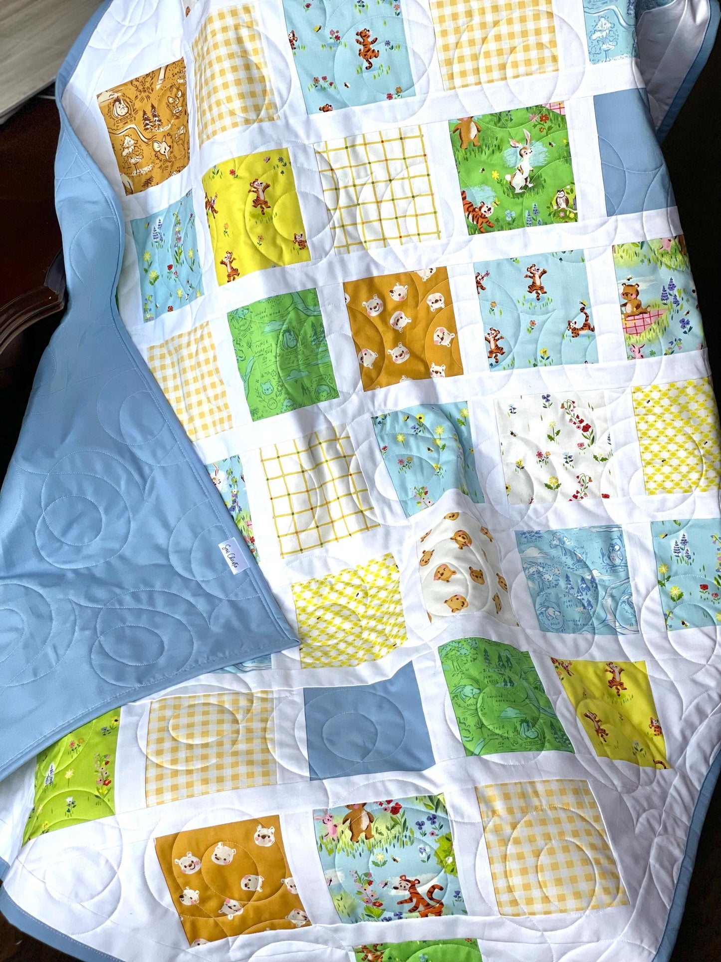 Handmade Baby Toddler Crib Quilt: Riley Blake 100 Aker Woods Nursery Decor