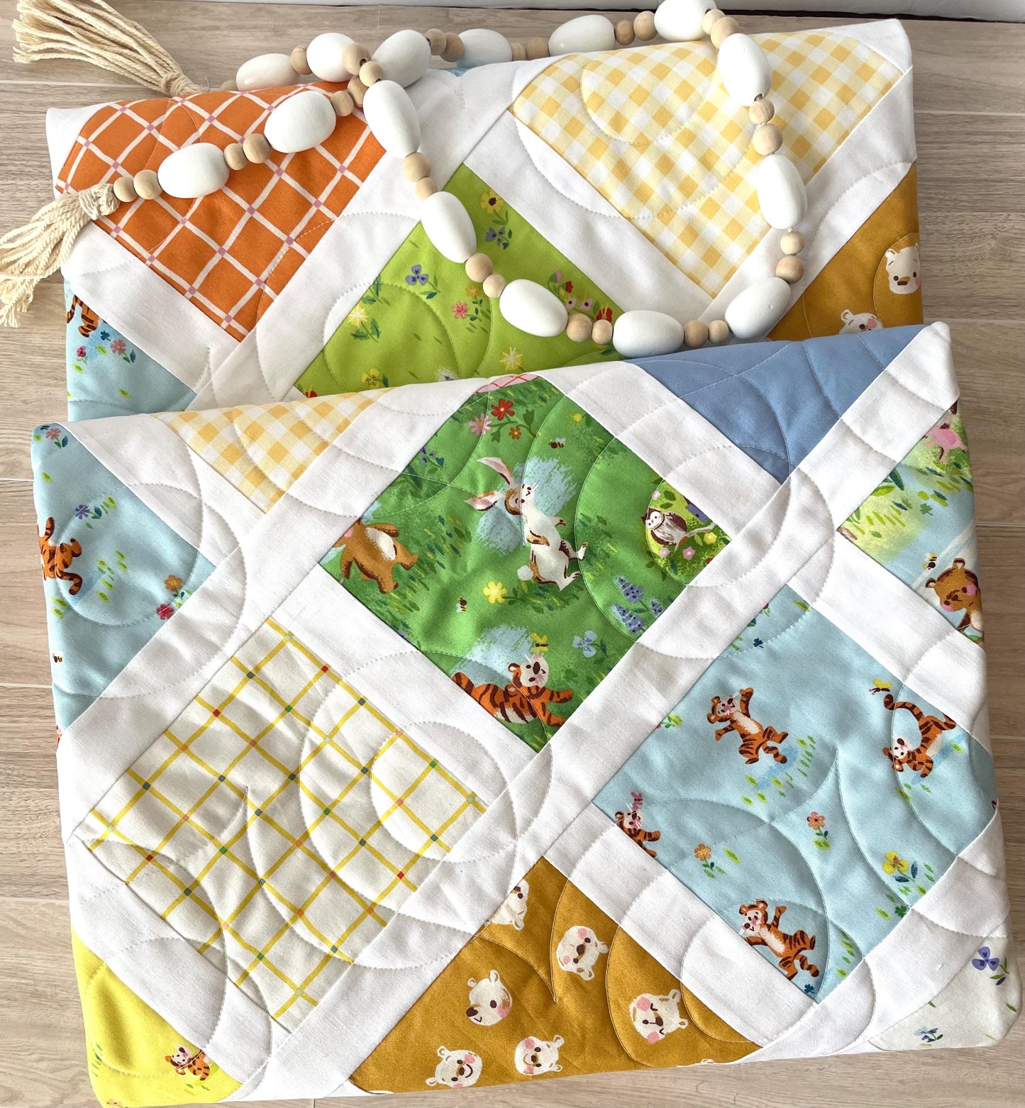 Handmade Baby Toddler Crib Quilt: Riley Blake 100 Aker Woods Nursery Decor