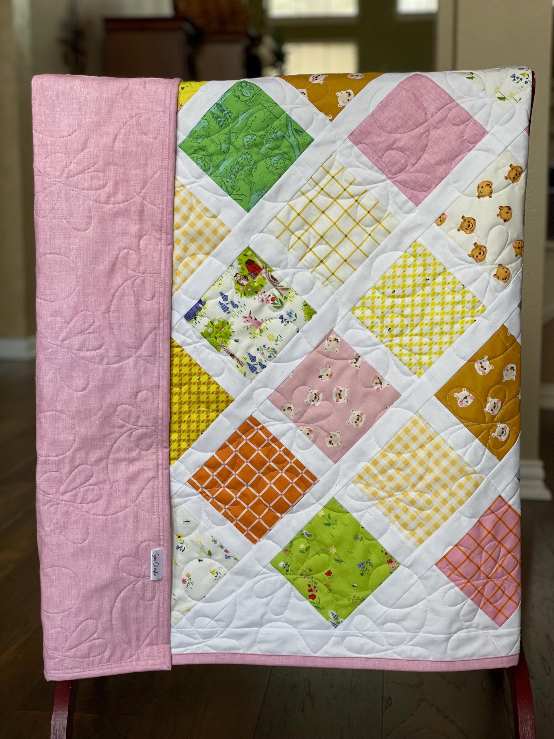Handmade Baby Toddler Crib Quilt: 100 Aker Woods Storybook Charm, Nursery Decor