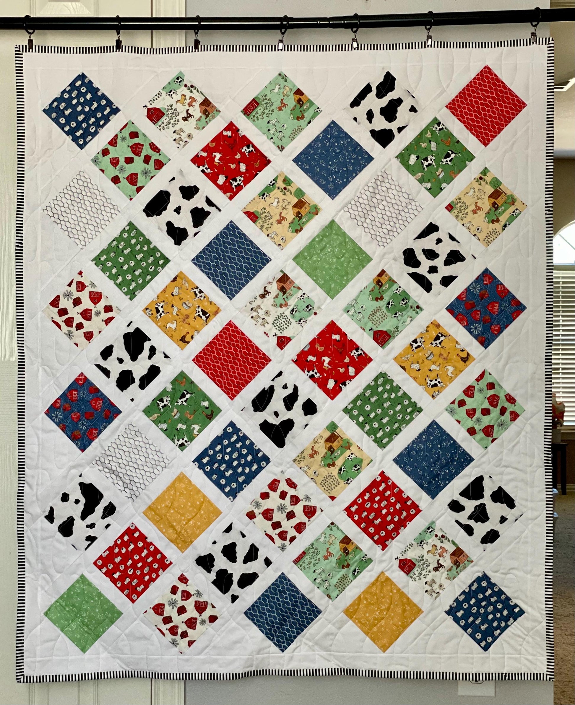 Handmade Farm Animals Baby Toddler Crib Quilt: Neutral Nursery Decor