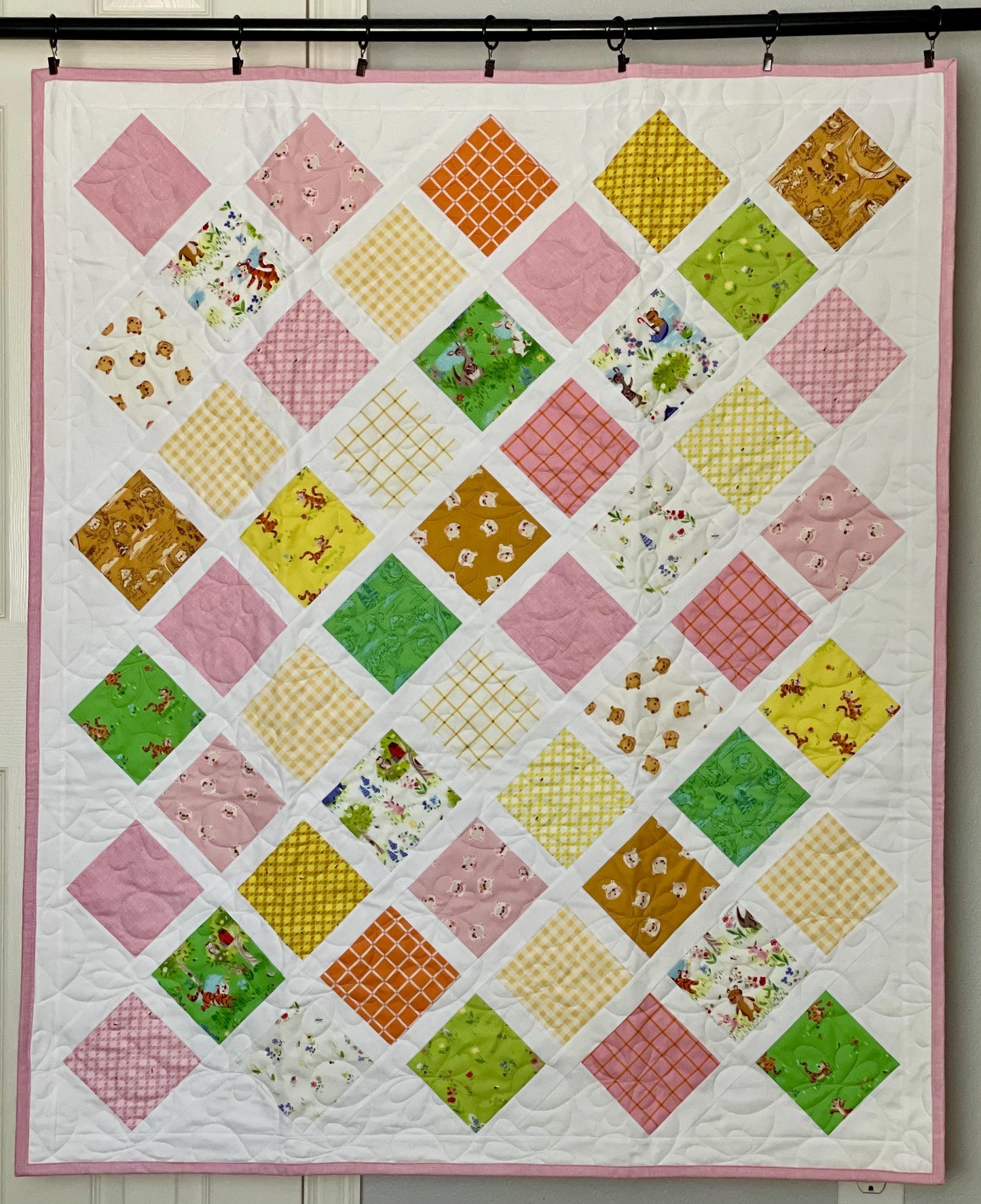 Handmade Baby Toddler Crib Quilt: 100 Aker Woods Storybook Charm, Nursery Decor