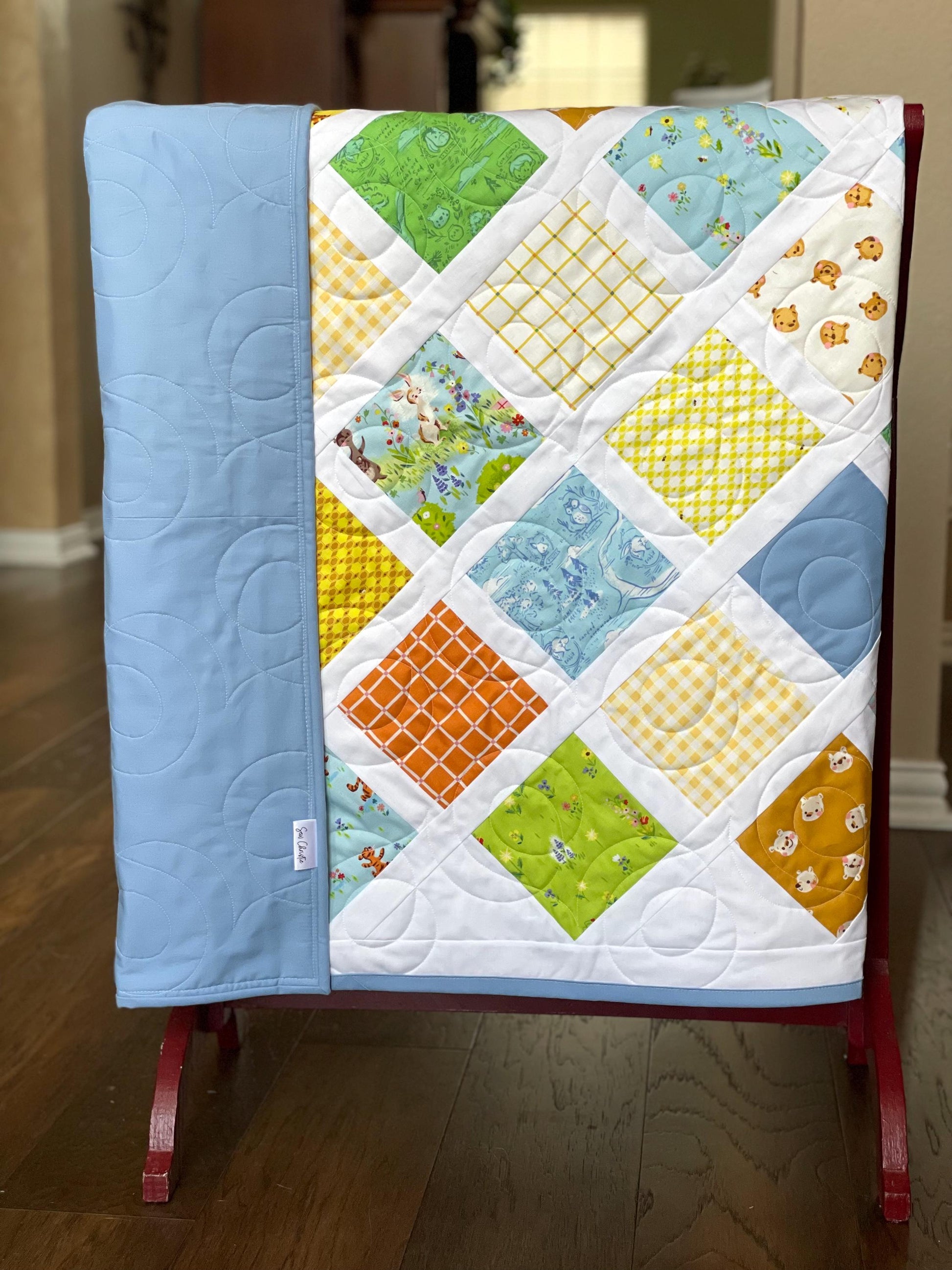 Handmade Baby Toddler Crib Quilt: Riley Blake 100 Aker Woods Nursery Decor