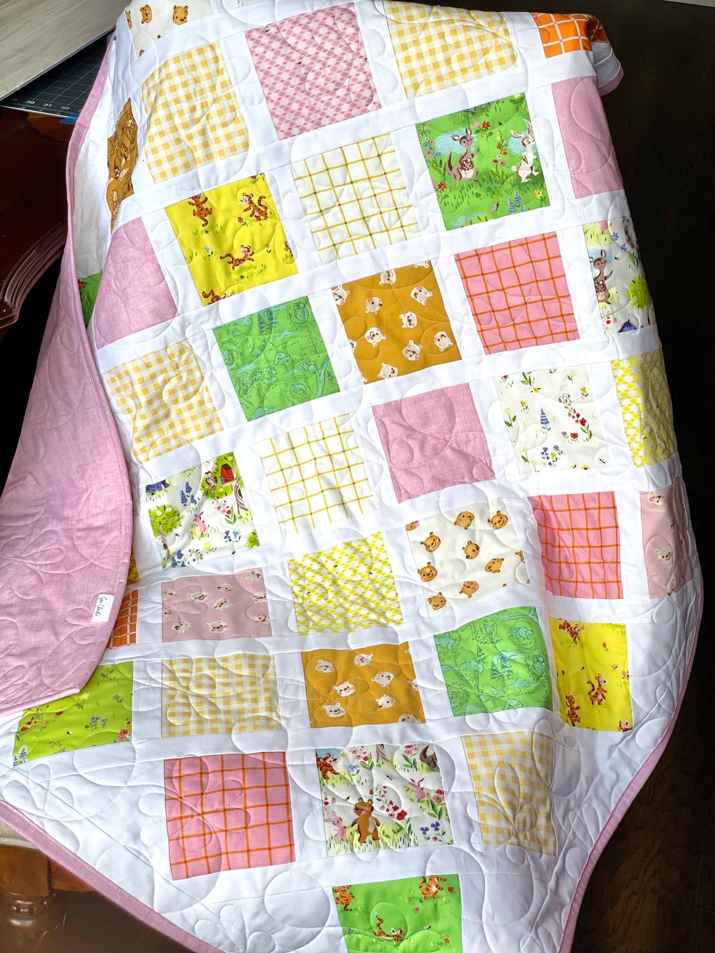 Handmade Baby Toddler Crib Quilt: 100 Aker Woods Storybook Charm, Nursery Decor