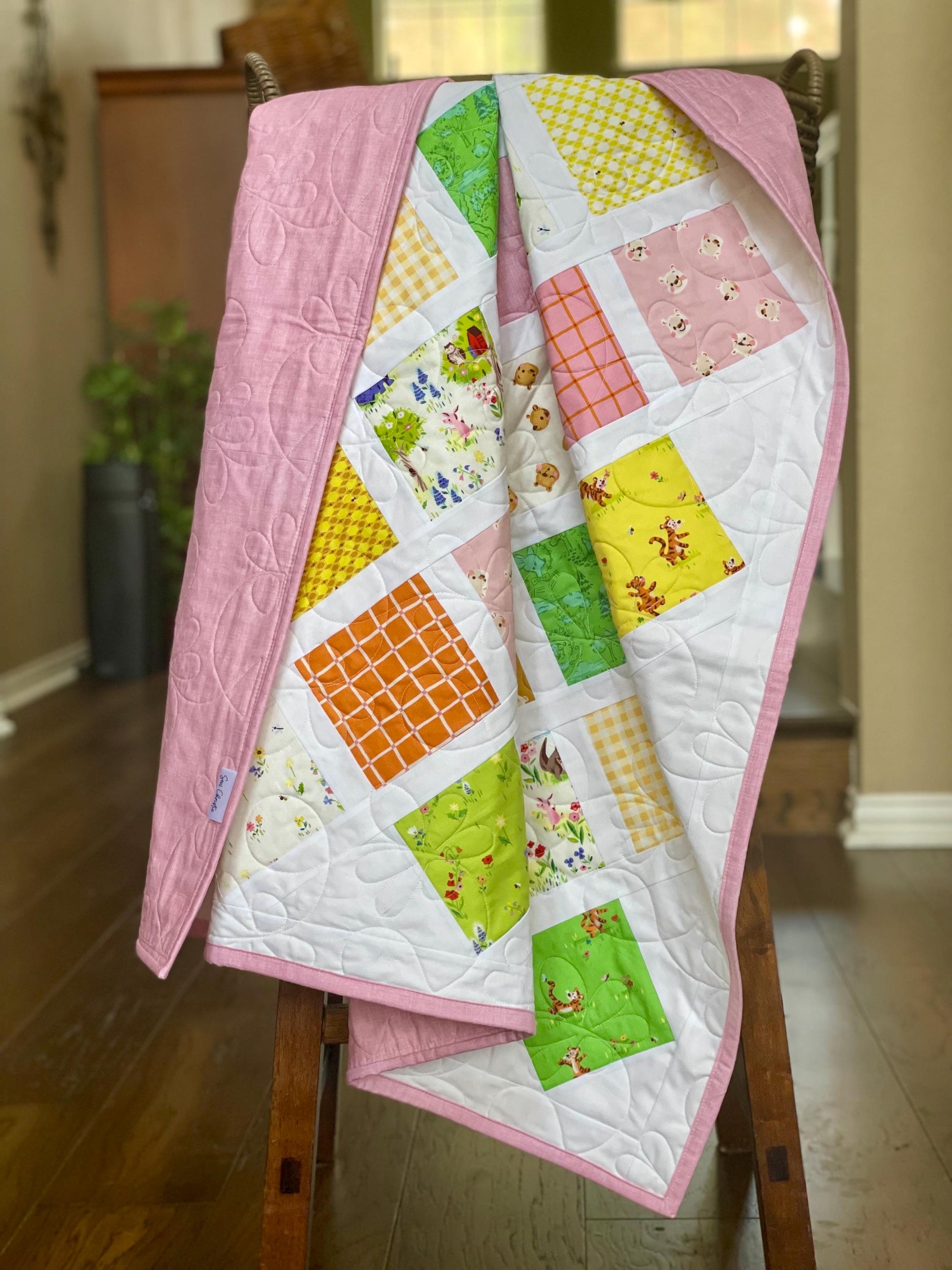 Handmade Baby Toddler Crib Quilt: 100 Aker Woods Storybook Charm, Nursery Decor
