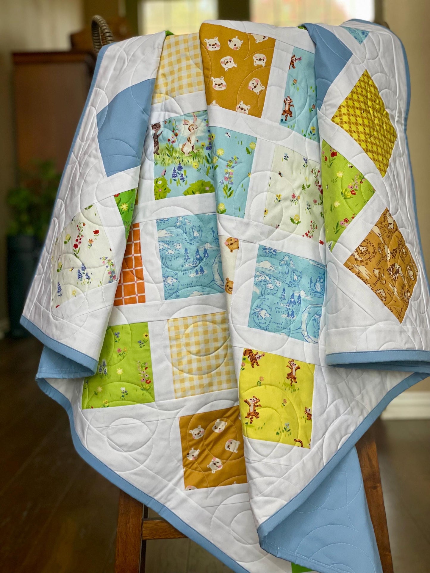 Handmade Baby Toddler Crib Quilt: Riley Blake 100 Aker Woods Nursery Decor
