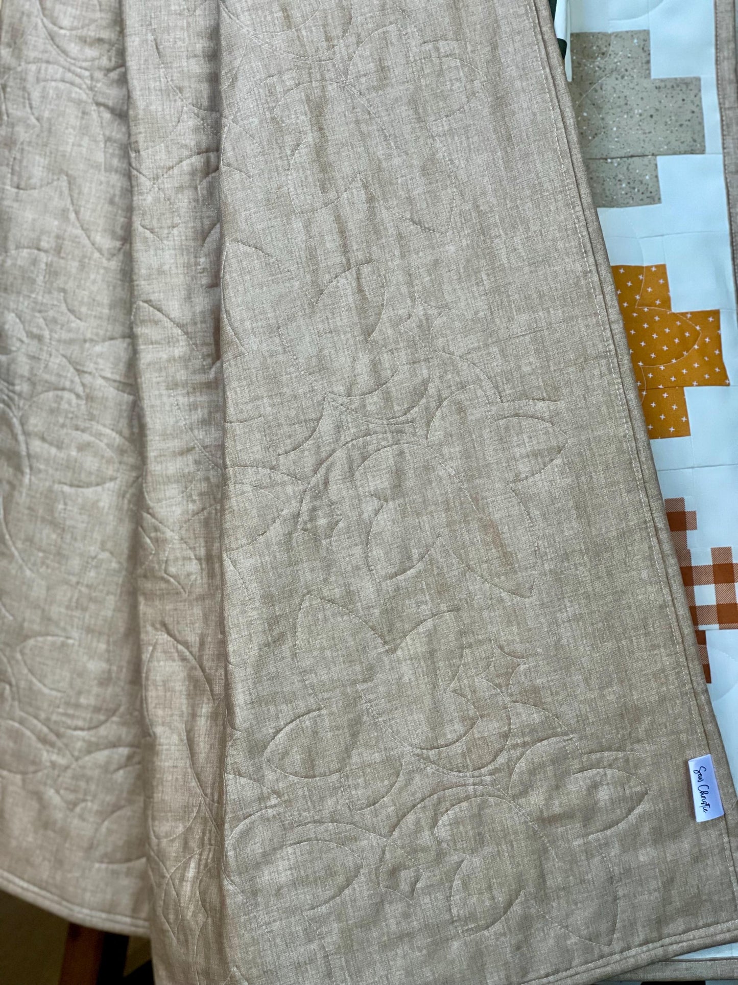 Handmade Autumn Patchwork Throw Quilt: Riley Blake Fabric with Fall Leaves Design