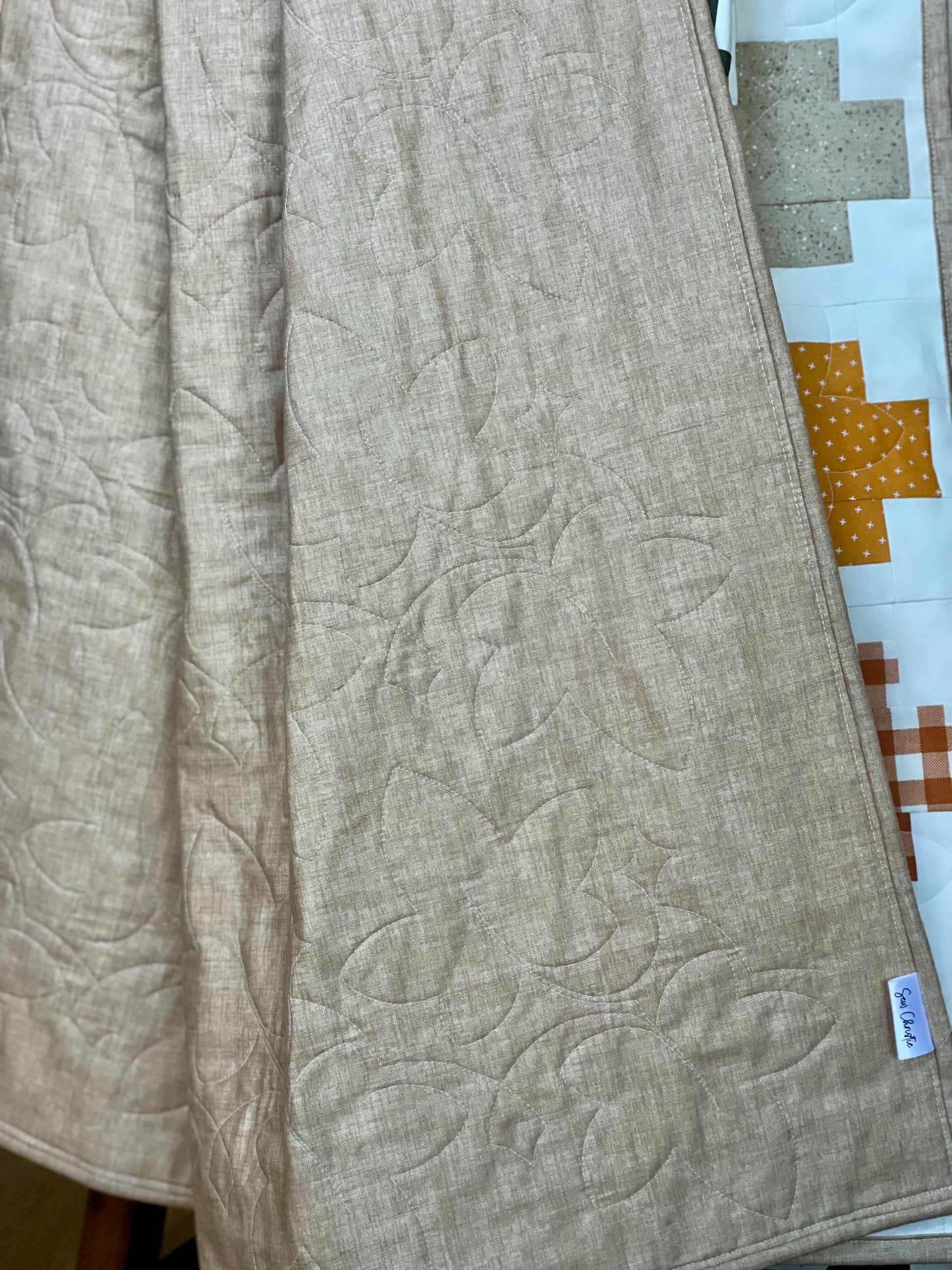 Handmade Autumn Patchwork Throw Quilt: Riley Blake Fabric with Fall Leaves Design