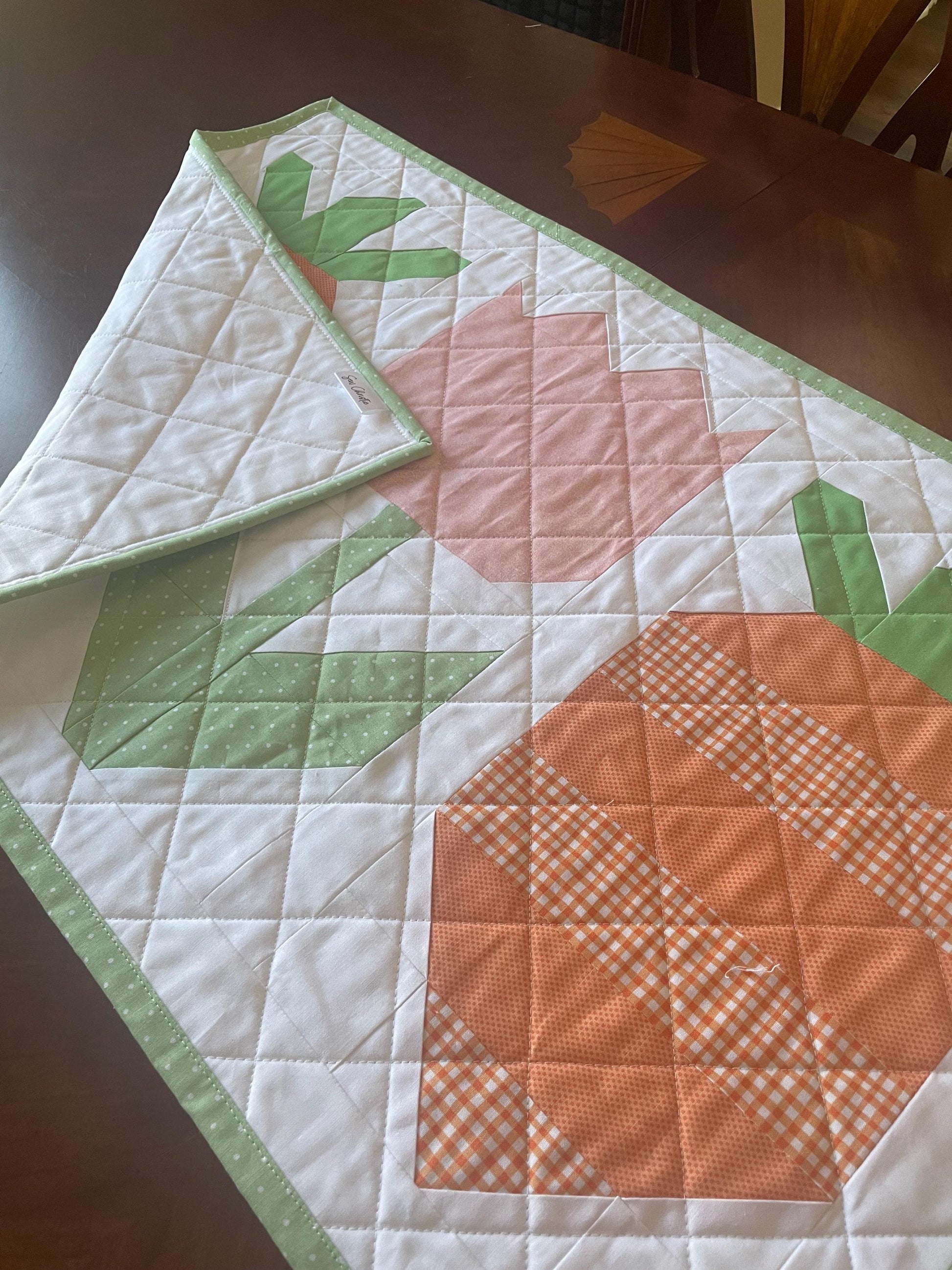 Springtime Garden Table Runner – 49” x 19” | Quilted Spring Table Décor