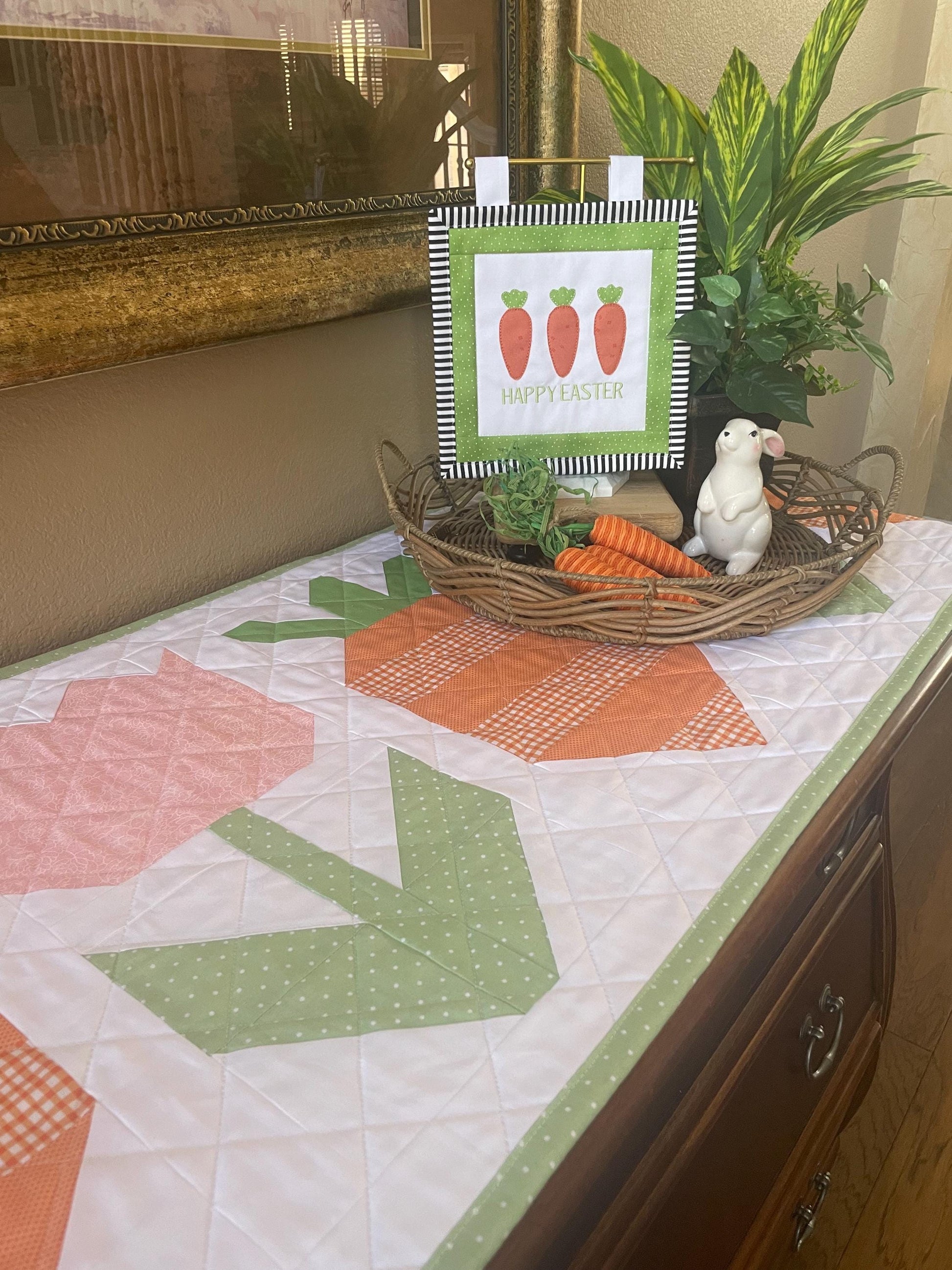Springtime Garden Table Runner – 49” x 19” | Quilted Spring Table Décor