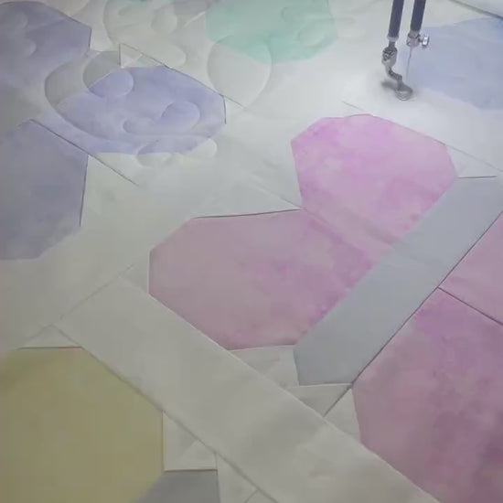 Handmade Throw Quilt - Butterfly Sky - Soft Pastel colors 52" x 59"