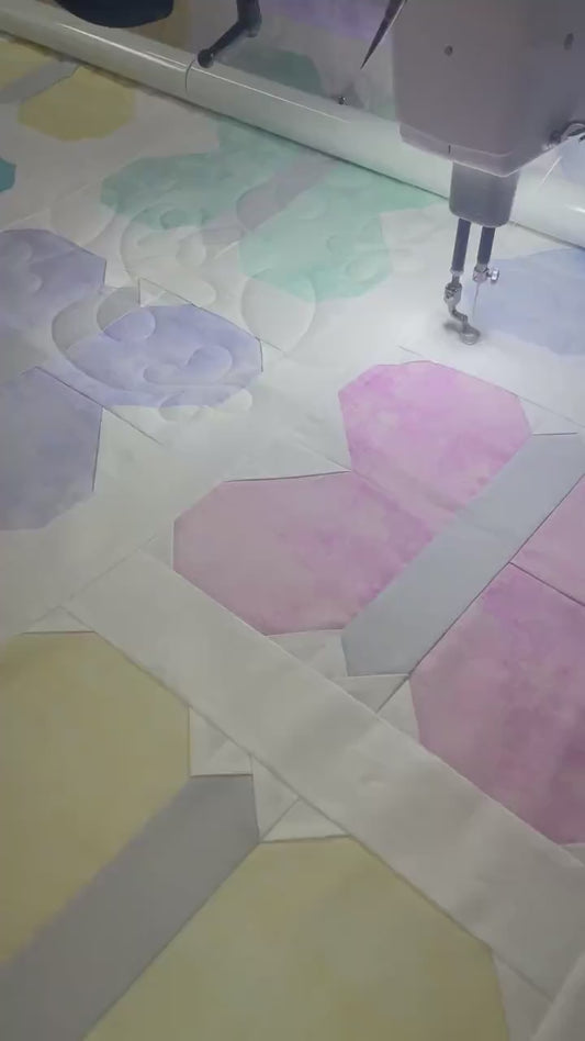 Handmade Throw Quilt - Butterfly Sky - Soft Pastel colors 52" x 59"