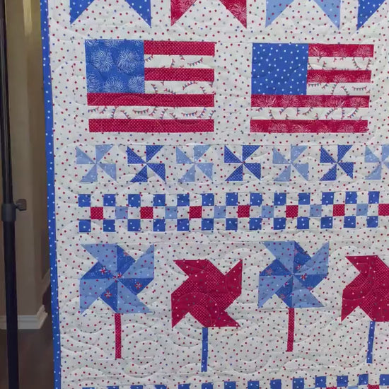 Handmade Patriotic Throw Quilt  55” x 65”– Stars & Stripes MODA Americana Fabric